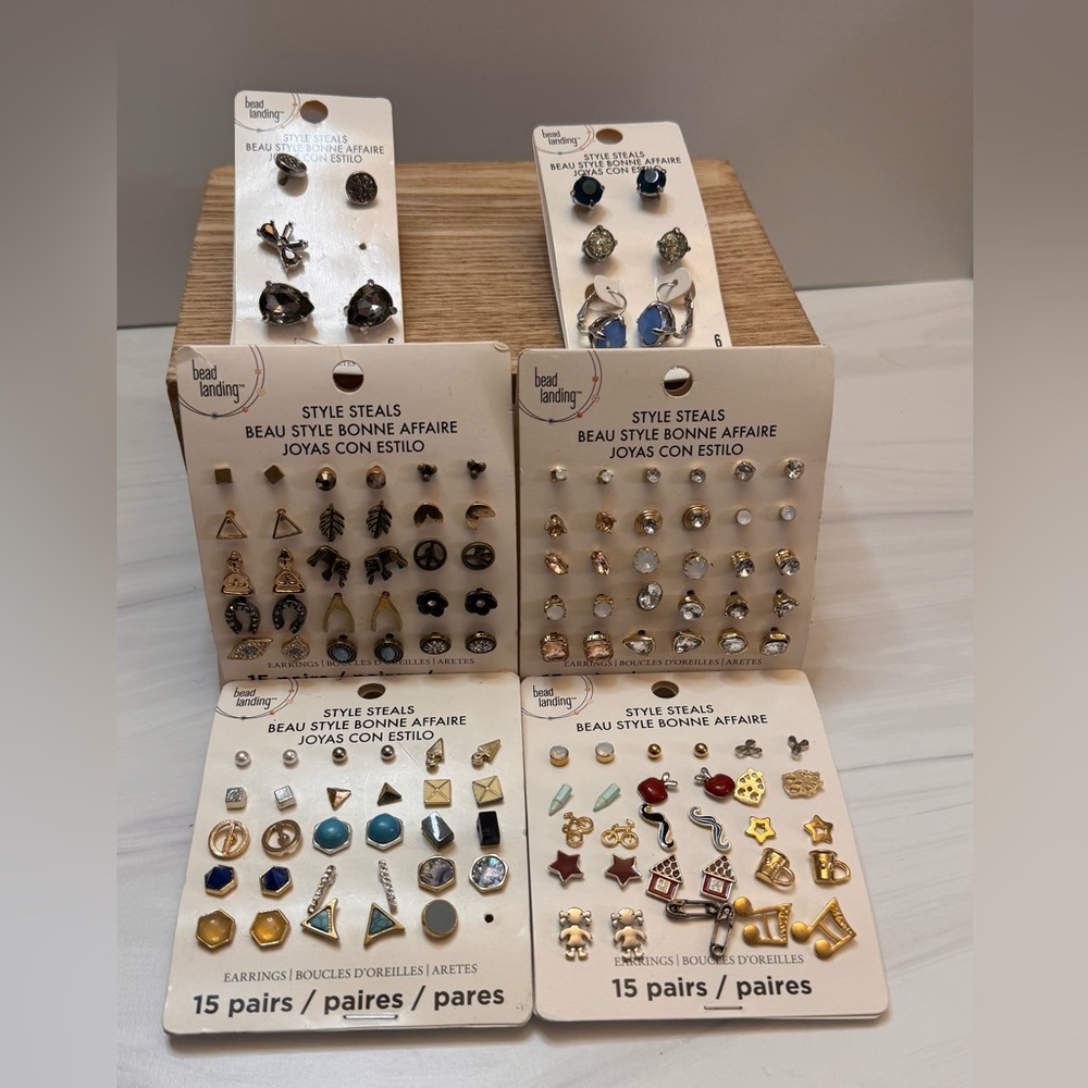 Bead Landing Style Steals‎ Stud Earrings Lot | 15 Pair Cards | Some Singles